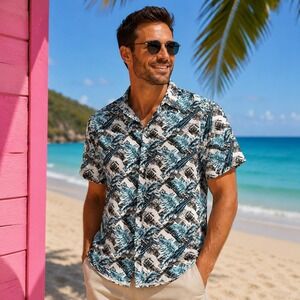 VTG 1946‎ Men's XL/XXL Camp Shirt Tropical Hawaiian Beach Resort Aloha READ